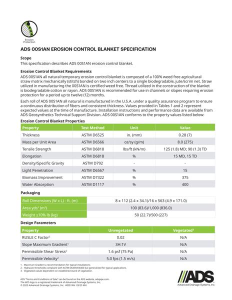 00S1AN Erosion Control Blanket Geosynthetic Specification