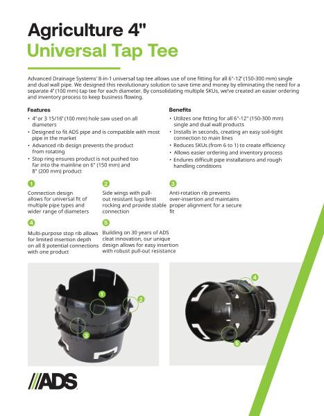 Ag 4 inch Universal Tap Tee Product Sheet