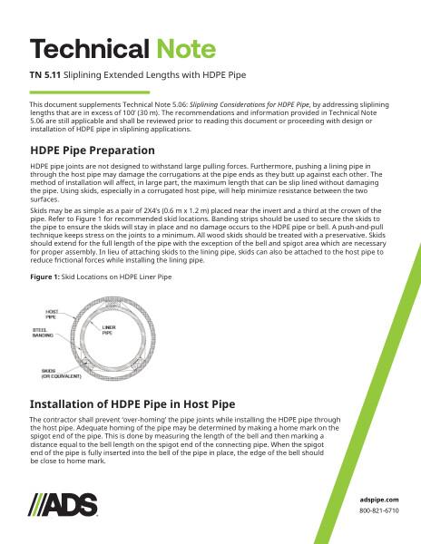 TN 5.11 Sliplining Extended Lengths with HDPE Pipe