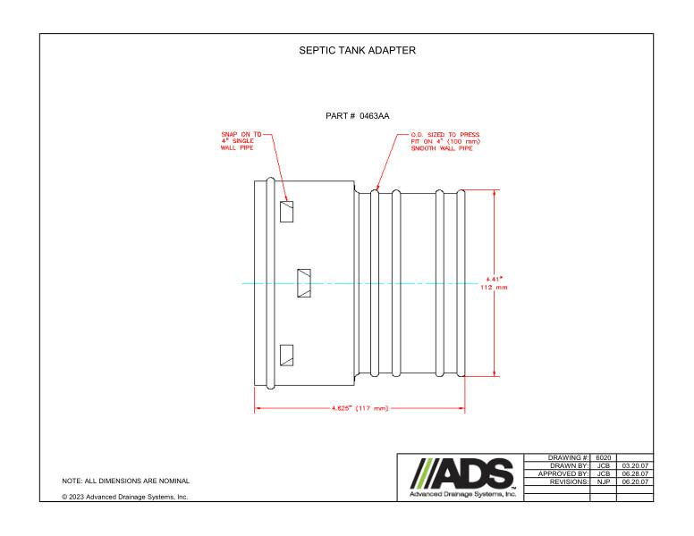 4" Septic Tank Adapter (HDPE Single Wall Miscellaneous Fittings)