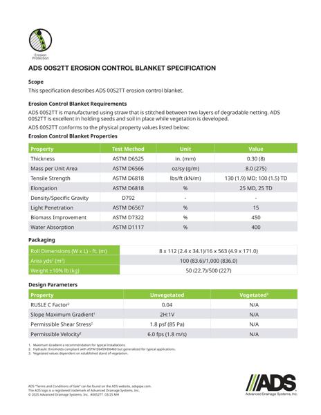 00S2TT Erosion Control Blanket Geosynthetic Specification