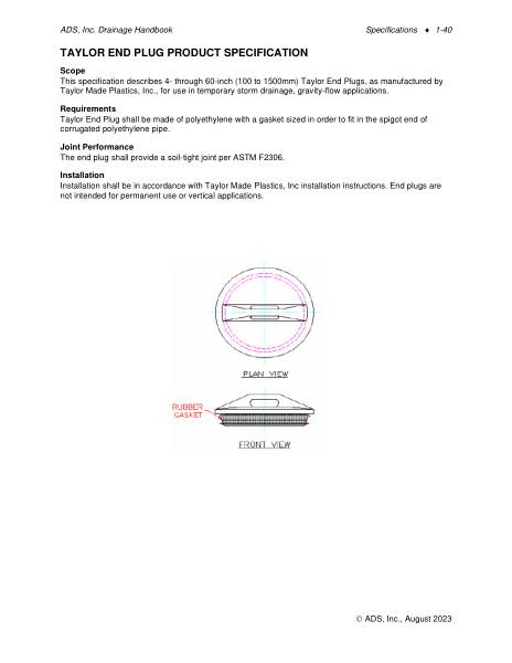 Taylor End Plug Specification
