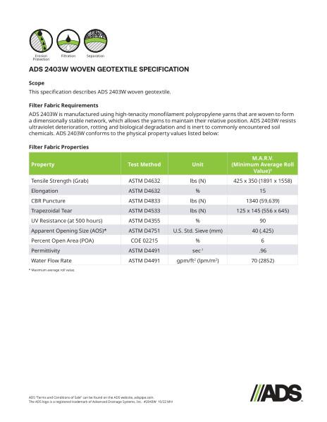 2403W Woven Geosynthetic Specification