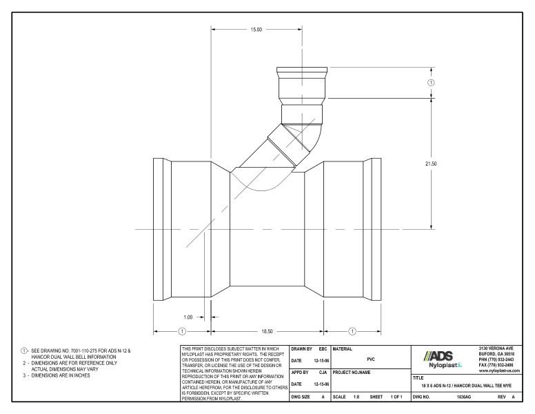18 x 6 N-12 Dual Wall Tee Wye Nyloplast Detail