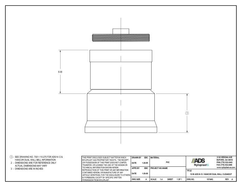 10" N-12 Dual Wall Cleanout Nyloplast Detail