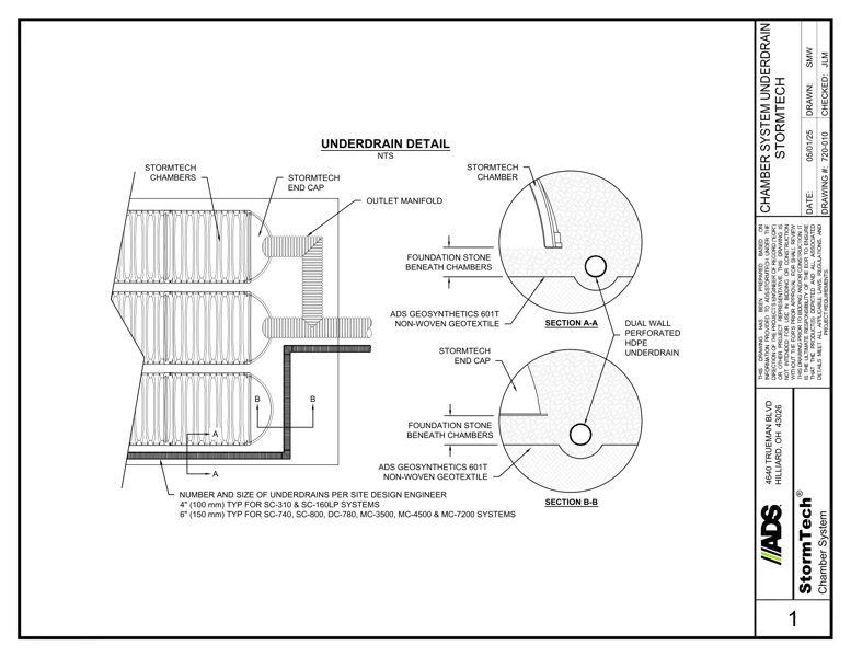 StormTech Underdrain Detail