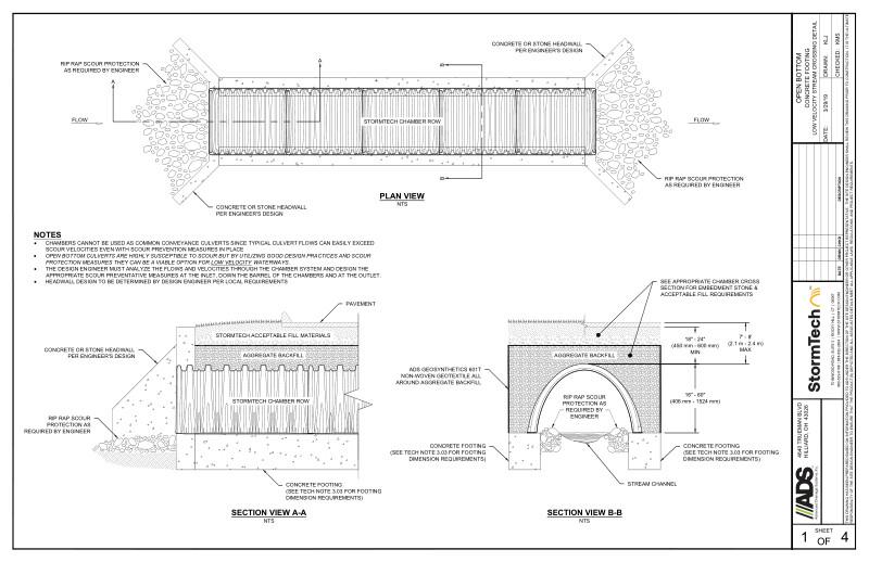Open Bottom Stream and Wetland Crossing StormTech Detail