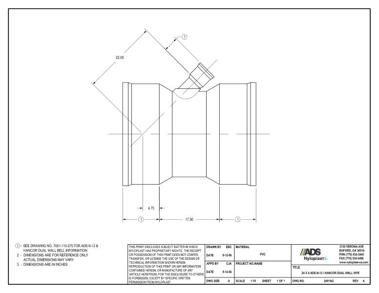 24 x 4 N-12 Dual Wall Wye Nyloplast Detail